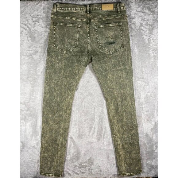 Mnml Men’s Distressed Skinny Jeans - Acid Wash Green - Size 36 - Picture 6 of 13